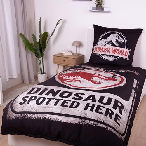 Familando Jurassic World Bettwäsche Set 2-teilig 135x200 80x80 cm – aus Mikrofaser mit Wendemotiv & Reißverschluss – Hautfreundlich & atmungsaktiv – Wendemotiv – Öko-TEX Zertifiziert
