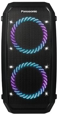 Panasonic SC-BMAX30 Altoparlante Portatile per Feste Bluetooth, Luci Integrate, Porta Bass Reflex, 320W, 14h Autonomia, USB, IPX4, Ingressi Chitarra e Microfono per Karaoke, Nero