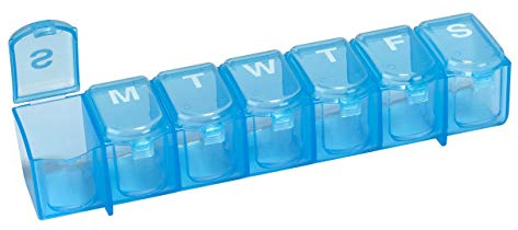 EZY DOSE Weekly (7-Day) Pill Case, Medicine Planner, Vitamin Organizer Box, Large Push N' Pop Open Compartments, Convenient and Easy to Use, Color May Vary, BPA Free