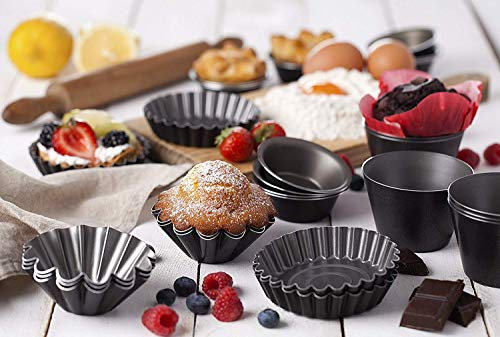 Maxi Nature Kitchenware Set mit 6 antihaftbeschichteten Formen für Schokolade, Pudding, Becher, Himbeere, Souffle, Kuchen, Darioles, Auflaufförmchen, Brownies, Gläser, Popovers, Größe 8,1 cm