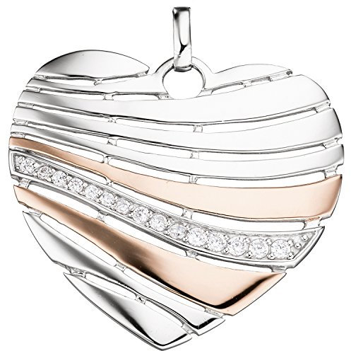 Jobo Damen-Anhänger Herz aus 925 Sterling Silber Bicolor mit Zirkonia