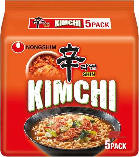 Nong Shim Instantnudeln Kimchi Ramyun – Koreanische Ramen Suppe - schnelle Zubereitung – 1er Multipack - 5 x 120g