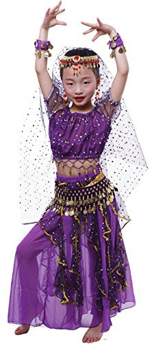 Astage Bauchtanz Mädchen Kleid Purple L