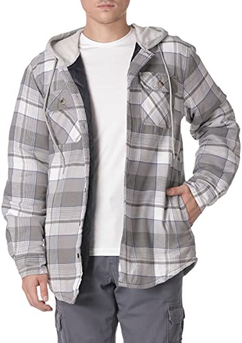 Wrangler Authentics Long Sleeve Quilted Lined Flannel Shirt Jacket with Hood Camisa Abotonada, Cloud Burst, S para Hombre