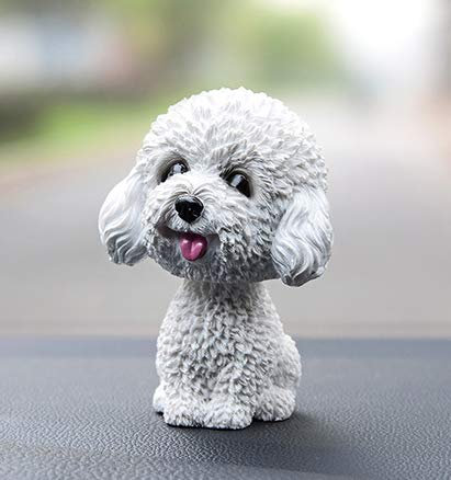 Fontee Car Beautiful Dog Nodding Swinging Dog Puppies Head Swinging Head Doll Interior Decoration Car Dashboard Vehicle Interior Decoration (Teddy White)