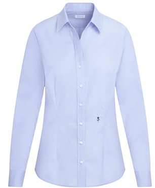 Seidensticker Damblus – strykfri, smal midja skjortblus – slim fit – skjortblus – skjortbluskrage – långärmad – 100 procent bomull, Ljusblå, 36 SE