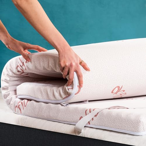 Topper Singolo 90x190 in Foam per Materasso Correttore Alto 6 cm con Rivestimento Sfoderabile e Lavabile Futon Top per Letto e Divano Letto per Massimo Comfort e Sonno Migliore