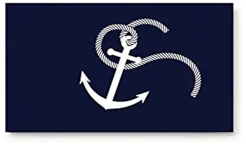 YACANNA Fußmatte für Innen Außen Waschbare Weißer Nautischer Anker Marineblau Fußmatte Eingangsmatte Bodenmatte Teppich Haustür Badezimmermatten rutschfest 60x90cm