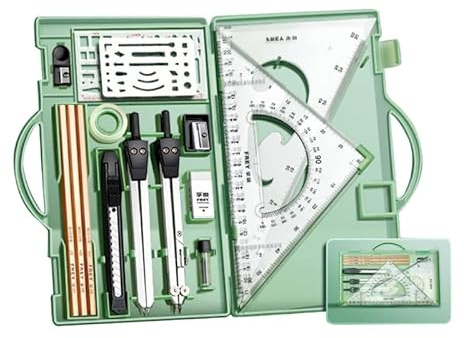 Lamala Kit Géométrie Professionnel pour Artistes Et Étudiants Compas Outils Dessin Fournitures Dessin Boussole Mathématique Et Rapporteurs Kit D'outils Géométrie en Métal
