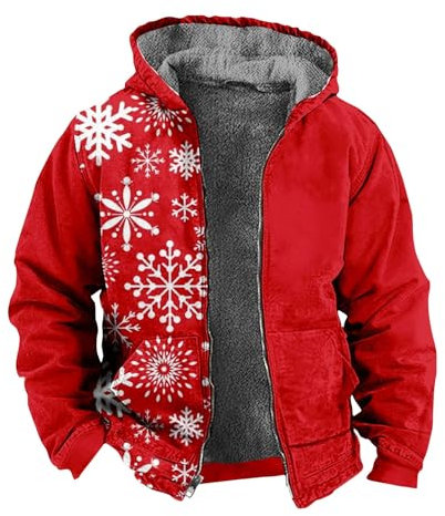 TIMELYE Jacken Schwarz Jacke Herren Lang Herbstjacke Herren Herbst Basic Freizeitjacke Mit Reißverschlusstaschen Warm Snowboardjacke Herren Mantel Herren(Rot,XXL)