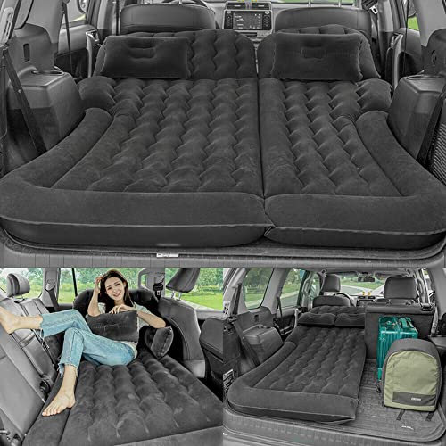 awolsrgiop Auto Matratze, 170 x 120 cm SUV Matratze Auto Luftmatratzen für Reisen Camping Outdoor Aktivitäten, Abziehbar Aufblasbare Matratze mit 2 Kissen und Pumpe, Schwarz