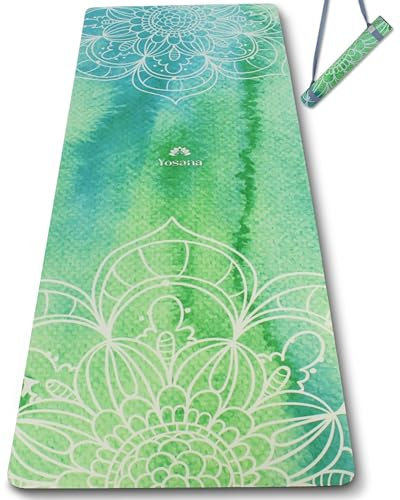Yogamatte aus Naturkautschuk I Hot Yoga Mikrofaser Matte I Bikram Yogamatte Maschinenwaschbar I Ying Yoga Matte I Yogatuch und Matte in einem I feucht besonders rutschfest I 183 x 68 cm I 4mm