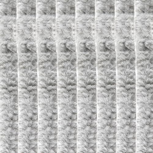 EXPLORER® Flauschvorhang 90x220 cm Wohnwagen Türvorhang für Wohnmobil/Balkontür Vorhang aus Chenille als Insektenvorhang Flausch Fliegenvorhang Camping Terrassen Tür Fliegenschutz Mittelgrau