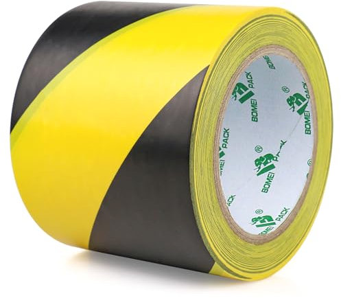 BOMEI PACK Warnklebeband Gelb Schwarz Warnband Gefahr Warnung PVC Für Bodenkennzeichnungen 33m (100mmx33m)