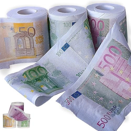 Toilettenpapier Geldscheine 6er Set 50 100 500 Euro │18gr/qm 2-lagig 250 Blatt 25 m │ Klopapier bedruckt WC-Papier (6)
