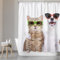 SANFINO® Duschvorhang 180x200 inkl. 12 Ringe - Wasserdichter Duschvorhang mit Motiv für Badewanne und Dusche, Anti-Schimmel Duschvorhang Textil, Antibakteriell & Öko-Tex Zertifiziert - Cat and Dog