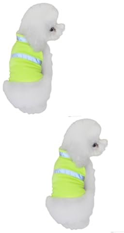 TOBBOMEY 2stücke Hundesicherheitsweste Für Kleine Hunde Reflektierende Atmungsaktive Sommerkleidung Fluoreszierendem Gelb Verstellbar Für Optimale Sichtbarkeit Beim Spaziergang Joggen