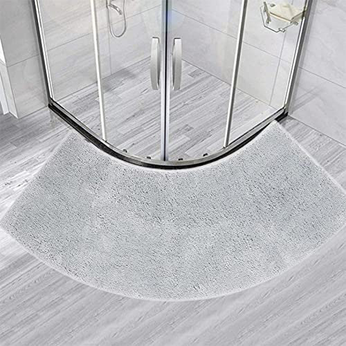 Böjd fluffig duschmatta stor 45 x 110 cm halkfri tvättbar badrumsmatta för hörnbadkar och golvgrå