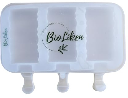 Moldes Helado de Silicona Platino Reutilizables sin BPA, 3 Cavidades, Pack x2 Unidades, Moldes para polos - Translúcido Sin Colorantes