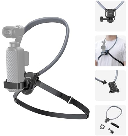 SMALLRIG magnetisk nackhållare med bröstrem för handsfree POV-vloggning med actionkamera för DJI Osmo Pocket 4/3/OSMO 360/Action 4/5, för GoPro Hero 12/11/10/9, för Insta 360 X5/X4/X3/Ace Pro 2 – 5567