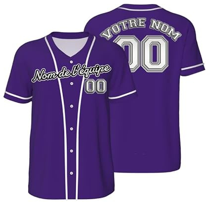 Maillot de Foot personnalisé Chemise Baseball Homme Choisissez Votre Prénom Numéro Logo Cadeau Personnalisable Maillot Football americain Jersey pour Femme Jeunes Uniforme de Sport S-4XL