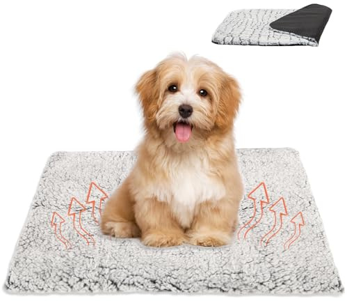 VUTYNKO Couverture Chauffant pour Chat Chiens, 40x50cm Gris Coussin Chauffant sans Electricité, Tapis Chat Chaude Réversible, Panier Chiens avec Amovible Housse Lavable en Machine
