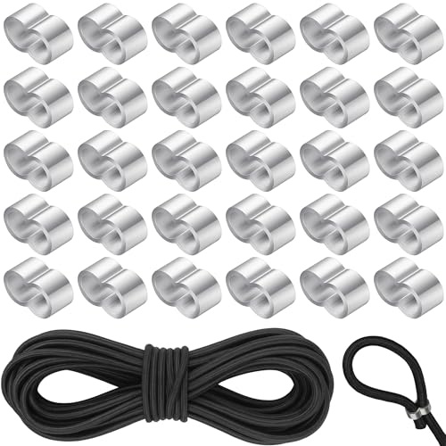 VIVIIHOO Corda espansore 8mm x 10m, Corda di Telo e Corda Elastica per telone del rimorchio, Corda Elastica in Gomma con 30 Morsetti a strozzatura, Corda di Gomma per Campeggio, Vela, Tenda
