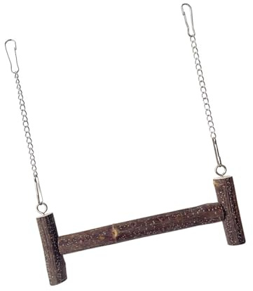 Tmboryuu Juguete de balancín para mascotas pequeñas, percha de madera, cadena de metal, ejercicio para pájaros, hámsteres, jaula, entretenimiento, soporte para pájaros suspendido