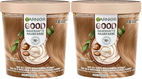 Garnier GOOD Colore permanente per capelli 7.12 Latte Macchiato Marrone - Colorazione senza ammoniaca, fino al 100% copertura grigia, 1 pz. (Confezione da 2)