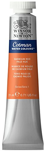 Winsor & Newton 0308103 Cotman Water Colour Tube, Cadmium Red Pale Hue, 21 ml