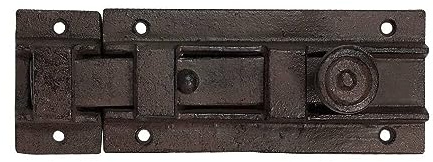 zeitzone Rustikaler Türriegel Schlossriegel Schieberiegel Gusseisen Antik-Braun 20cm