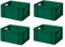 4 Stk. Transport-Stapelkasten TK421-0, grün, 400x300x210 mm (LxBxH), aus PP, Volumen: 19 Liter, Traglast: 40 kg, lebensmittelecht, made in Germany, Industriequalität