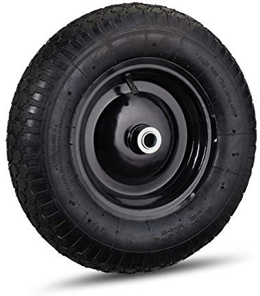 2 x Schubkarrenrad 4.80 4.00-8, luftbereift, Ersatzrad Schubkarre, Stahlfelge, Ventil, Reifen bis 120 kg, schwarz