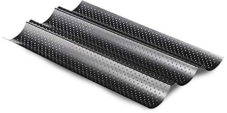 Feelino® 3er Baguette Backform - Premium Antihaft Karbonstahl Baguette-Backblech - Spülmaschinen geeignet - Backform für Baguette - Brötchen Backform oder Brötchenblech - Baguetteblech - Baguetteform