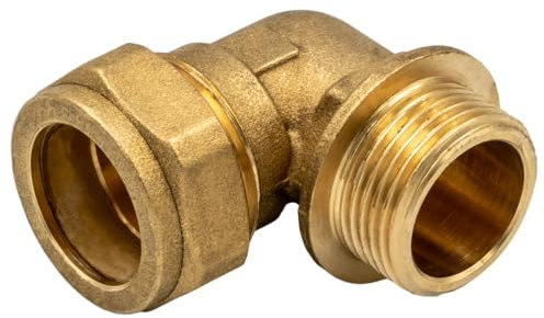 Raccordo A Compressione Per Tubo In Rame Curvo 90° MF 15x1/2 - Raccordo In Ottone Certificato DVGW - Per Riscaldamento, Acqua, Impianti Solari E Aria Compressa