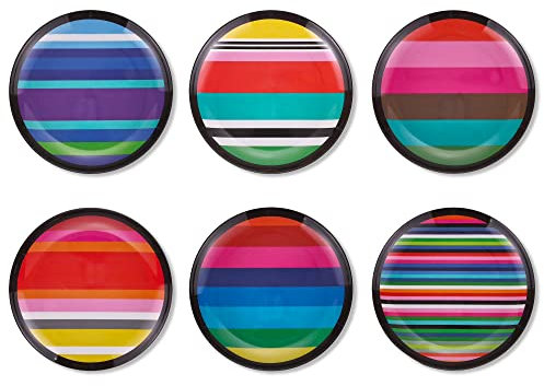 French Bull Juego de 6 platos surtidos de melamina, vajilla para servir, fiesta, plato, 15,2 cm, rayas surtidas