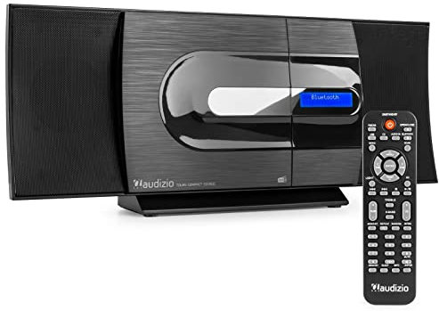 Audizio Tours Home Sistema estéreo HiFi con Bluetooth, Reproductor de CD, MP3 USB, sintonizador de Radio Digital Dab+ y FM, Mando a Distancia Incluido - Negro