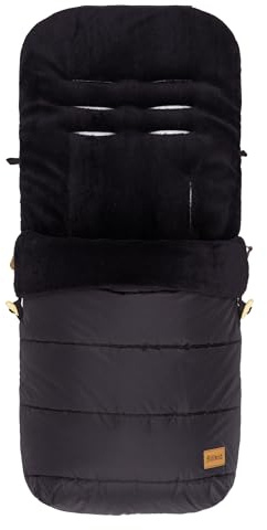 Fillikid Winterfußsack Lanin Exclusiv | Winter-Fußsack für Kinderwagen, Sportwagen & Buggy mit Anti-Rutschschutz, weicher Thermo-Fleece, Design:schwarz