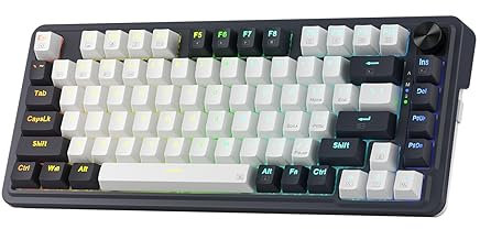 Redragon K673 PRO 75% Wireless Gasket RGB Gaming Tastatur, 3-Modus 81 Tasten Kompaktes Mechanische Tastatur mit Hot-Swap Sockel, Spezieller Drehknopf und Geräuschdämpfende Pads, Lineare Rote Schalter