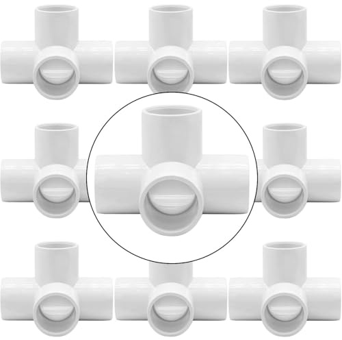 YSIL 10Pcs PVC Fittings Elbow Furniture Grade Connector 4 Way 3/4 Inch for DIY Structure and Frame,Fits 3/4 Sch 40 PVC Pipes