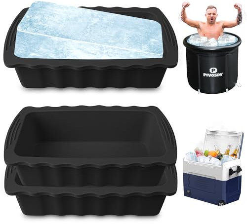 Hydream 3Stück 1,36kg Eiswürfelform, Dicke Silikon Große Eiswürfelformen Eiswürfelschalen Wiederverwendbare Ice Cube für Eisbad Tonne Badewanne Eisbadewanne Kalte Tauchbecken Kühler Ice Bath -Schwarz