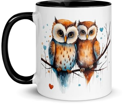Chatcripant Mugg uggla mugg uggla derign kaffe te djur grafisk originalgåva natur djur fåglar rovfåglar (par ugglor)
