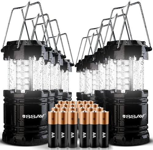 1 farol de camping – Linterna LED portátil a pilas con base magnética y gancho plegable para uso de emergencia o campamentos, kit esencial de supervivencia de huracanes | Pilas incluidas