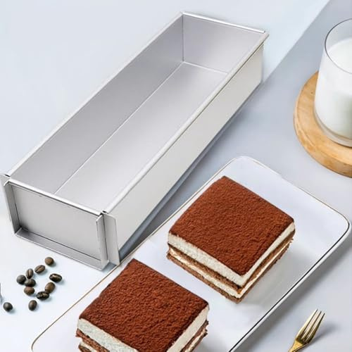 Besshepplo Teglia rettangolare per tiramisù, in lega di alluminio, teglia rettangolare per torte e toast, 40 x 10 x 6 cm