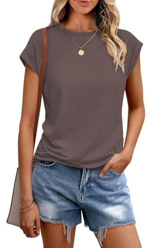 Cuptacc T-shirt damtoppar sommar rund hals toppar damer elegant basic blus kortärmad linne business outfit