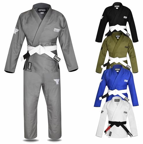 VELO BJJ GI for Men and Women Brazilian Jiu Jitsu Gi Adult Gi Kimonos Bjj Uniform Martial Pants, Jackets with free Belt (Grey, A0)