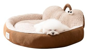 Galatée Cuscino Rotondo a Forma Di Ciambella Per Gatti, Cuccia Per Cani Di Lusso Lavabile, Divano Soffice Per Cani, Nido Per Animali Domestici Con Fondo Antiscivolo(S, Marrone)