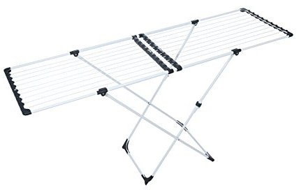 GIMI Stendissimo Stendibiancheria da Pavimento, Stendino Estensibile, a Cavalletto, Spazio di Stenditura 20 m, con Ruote, Acciaio, 185.5 x 57 x 93 cm