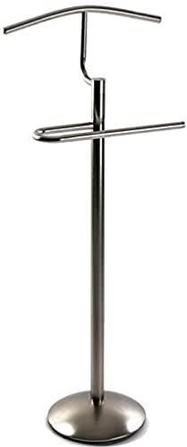 Versa Oakley Moderner und multifunktionaler Herrendiener mit 2 Haken oder Aufhängern für Männer- oder Damenkleidung, Maßnahmen (H x L x B) 112 x 28 x 40 cm, Metall, Farbe: Silber