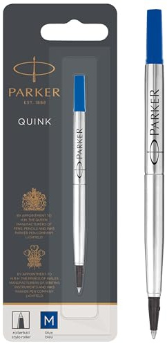 Parker Ersatzminen für Tintenroller | mittlere Spitze | blaue QUINK Tinte | 1 Stück